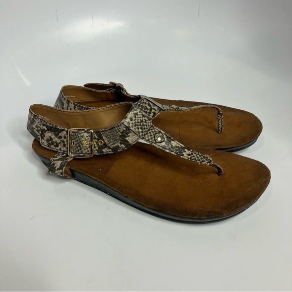 Clarks bendables snake skin print t-strap sandals women’s size 7 casual summer - Picture 4 of 8